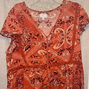 True Craft Terracotta Paisley Blouse